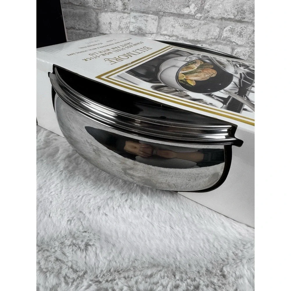 New Biltmore Stainless Steel Non-Stick Saute‎ Pan With Lid 5 Qt Tri-Ply Base